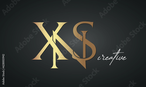 luxury letters XNS golden logo icon premium monogram, creative royal logo design