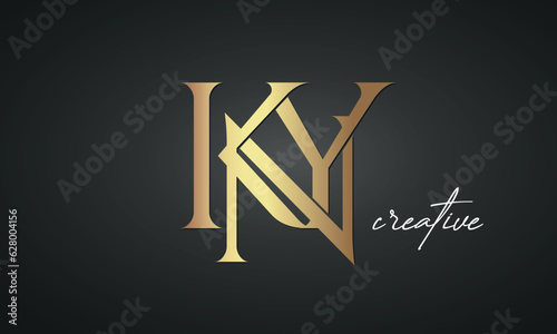 luxury letters KNY golden logo icon premium monogram, creative royal logo design photo