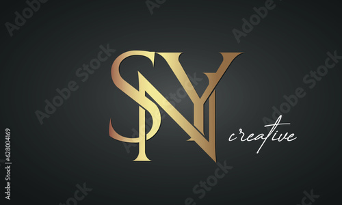 luxury letters SNY golden logo icon premium monogram, creative royal logo design
