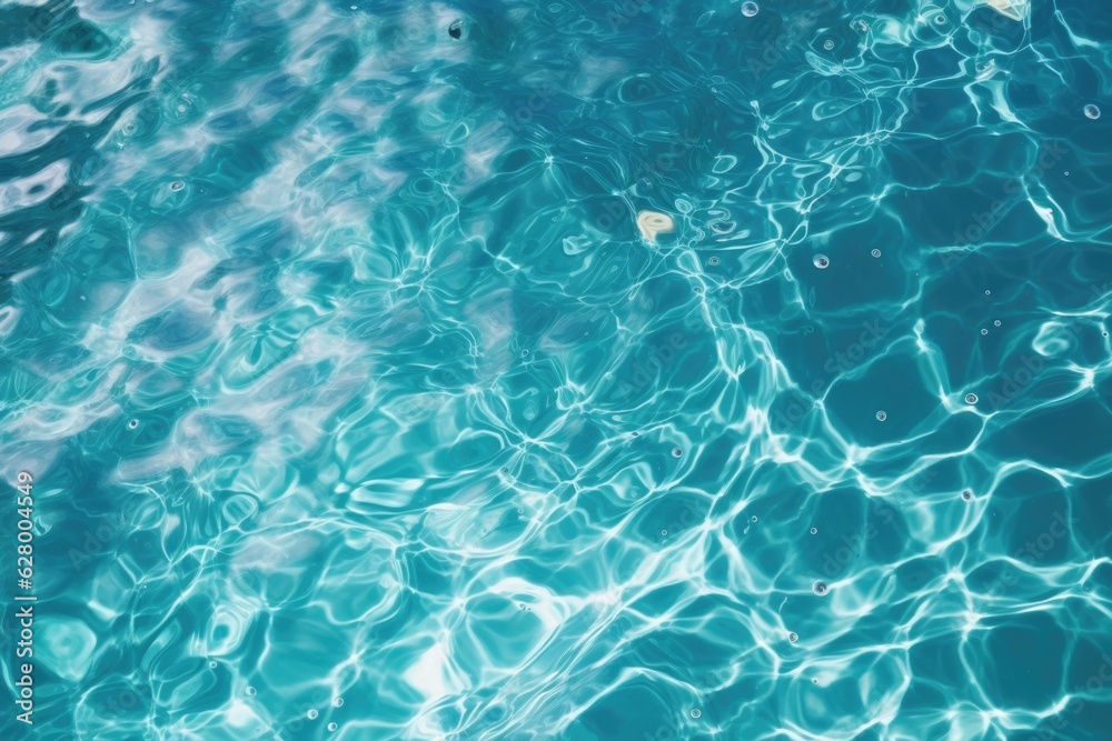 A pool with clear blue water and ripples. Digital image.