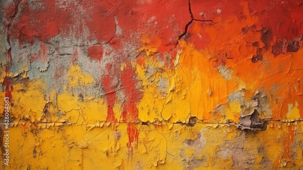 Red orange yellow abstract grunge texture background. Generative Ai