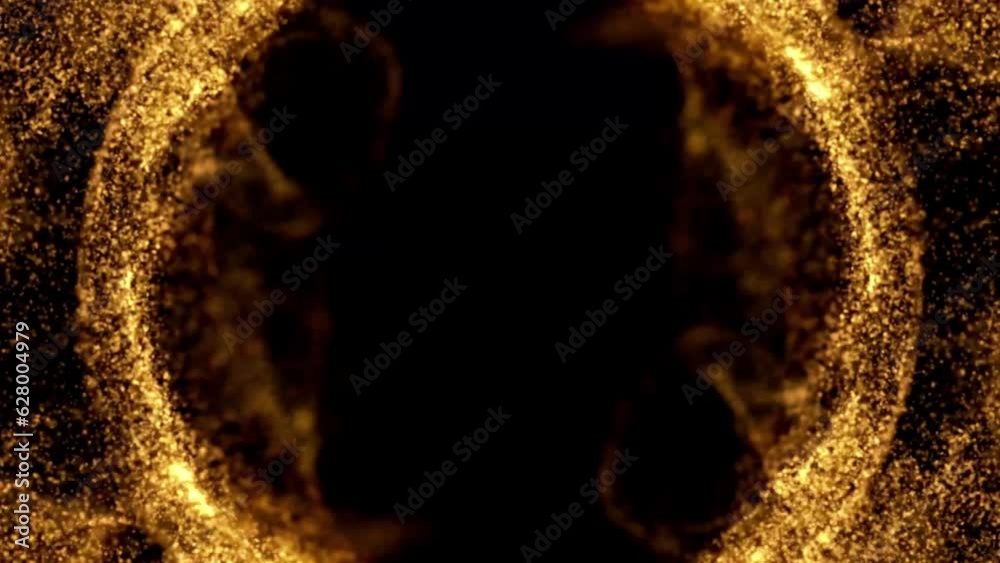 yellow particle circle in the dark background