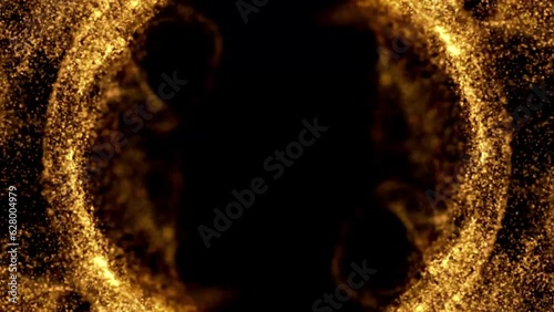 yellow particle circle in the dark background