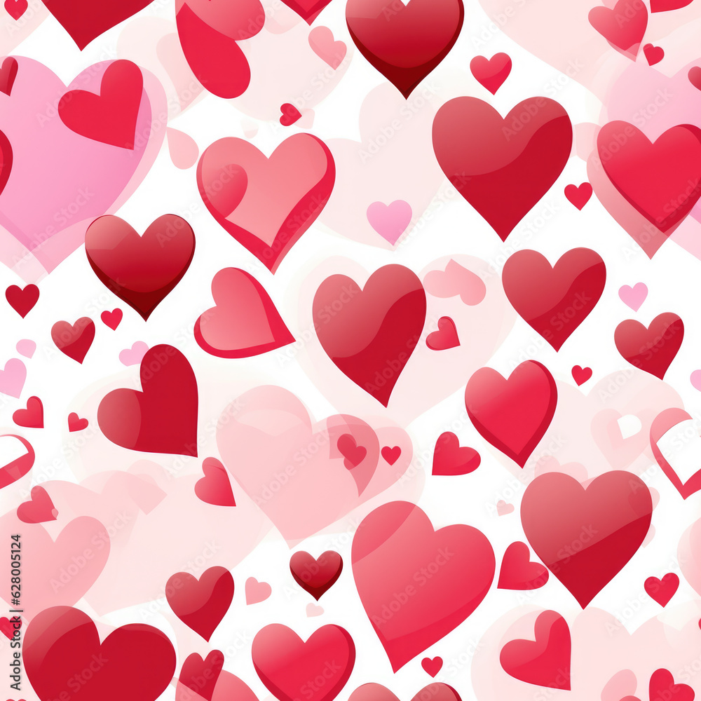 A lot of red hearts on a white background. Digital image. Valentine seamless pattern. A lot of red hearts on a white background. Digital image. Valentine seamless pattern.
