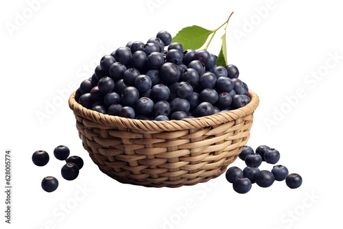 A realistic portrait of Acai berry in a basket isolated PNG