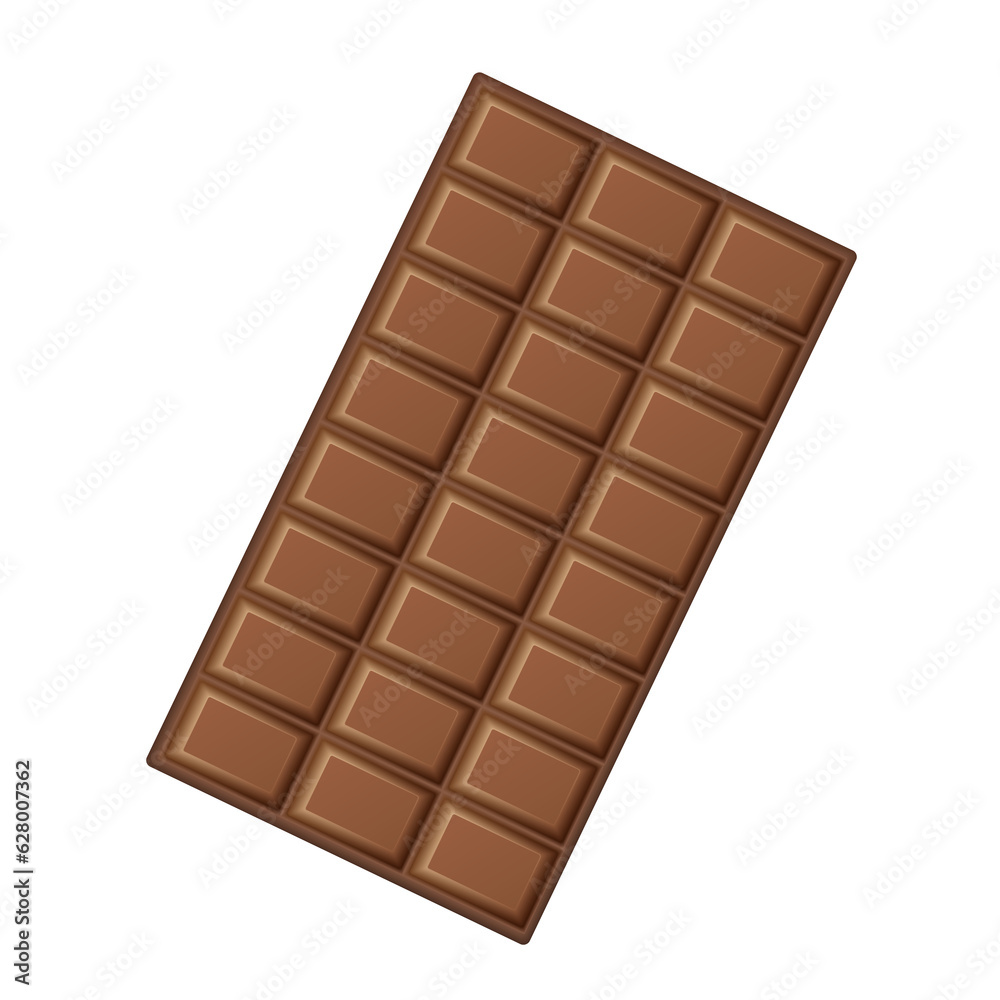 Realistic delicious milk chocolate isolated on transparent background Realistic delicious milk chocolate isolated on transparent background