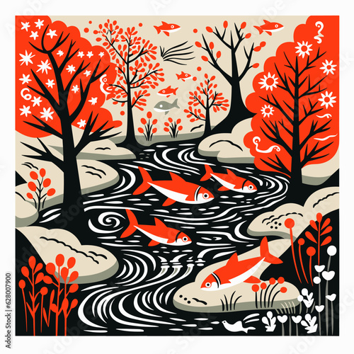 Fish in a Forest Pond