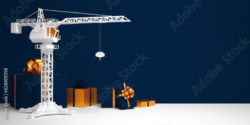 Fototapeta Naklejka Na Ścianę i Meble -  Greeting card or banner template on a construction, industrial or real estate theme. 3d render.