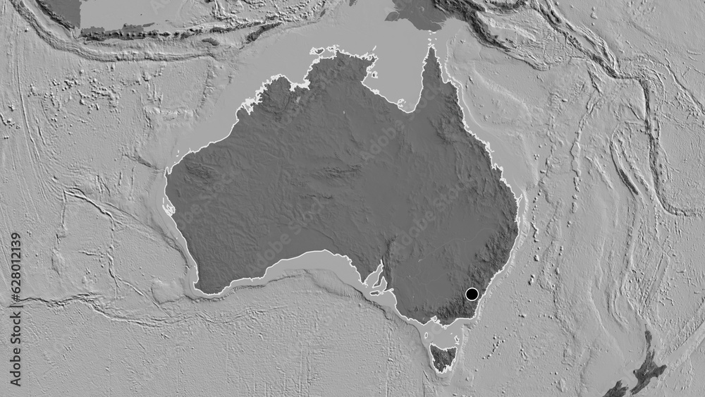 Shape of Australia. Outlined. Bilevel.