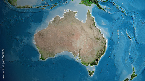 Shape of Australia. Outlined. Satellite.