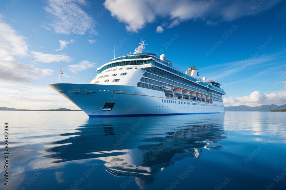  Luxurious Cruise Ship Sailing On Calm Ocean, Generative AI