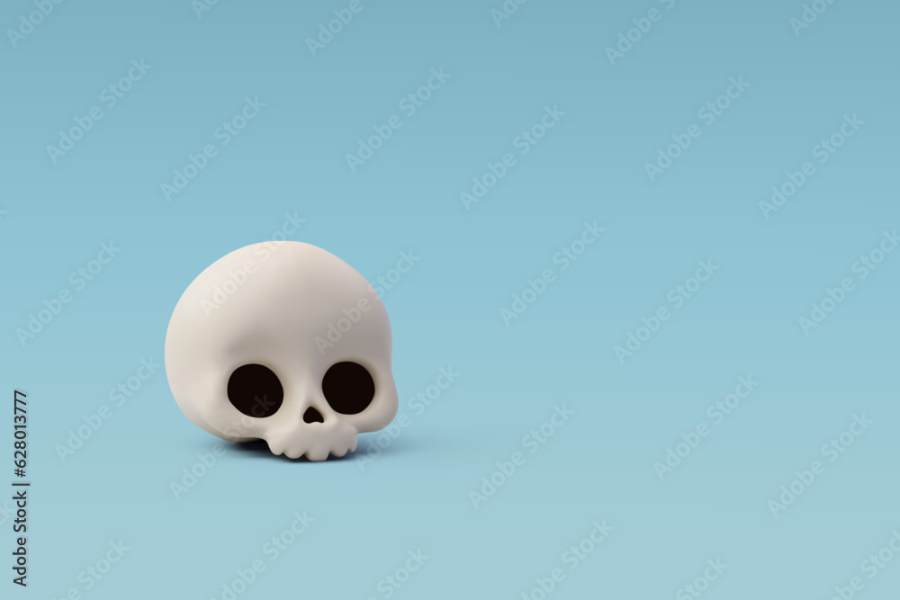 3d Vector Skull, Halloween holiday and medical concept.