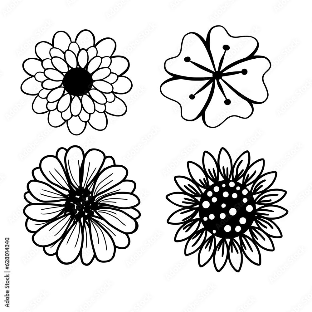 Flowers Line Drawing Collection Set. perfect to incorporate into variety of different projects such as logo design, surface pattern design, stickers, greeting cards, t shirt design