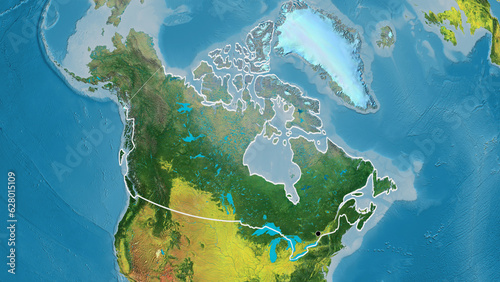 Shape of Canada. Outlined. Topographic.