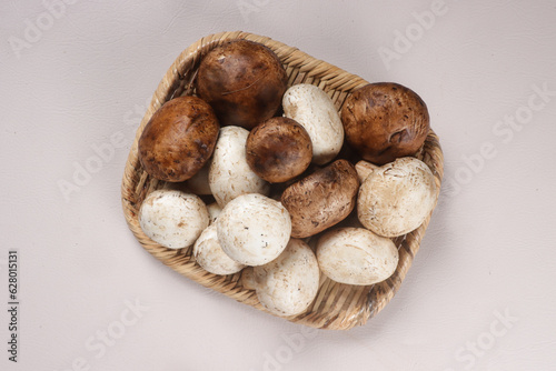 White and Brown Mushrooms champignons.