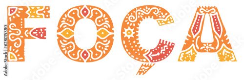 FOCA. Isolated text, national ethnic ornament, Patterned. Place in Turkey FOCA for social network, web resources, mobile app, Turkish travel, t-shirt, banner, adv.