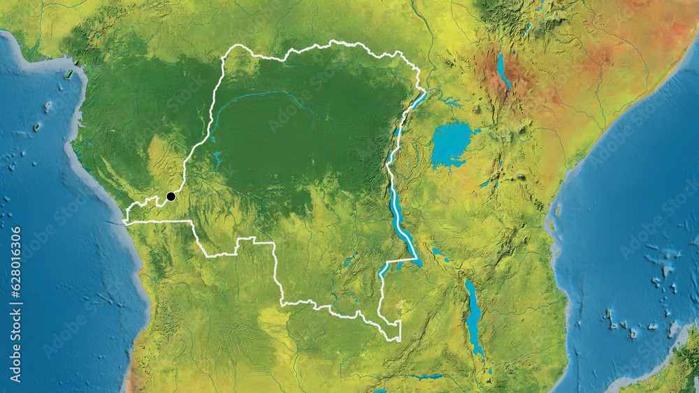 Shape of Democratic Republic of the Congo. Outlined. Topographic.
