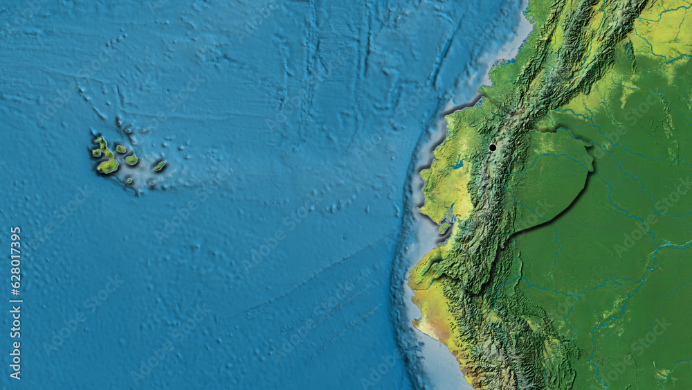 Shape of Ecuador. Bevelled. Topographic.