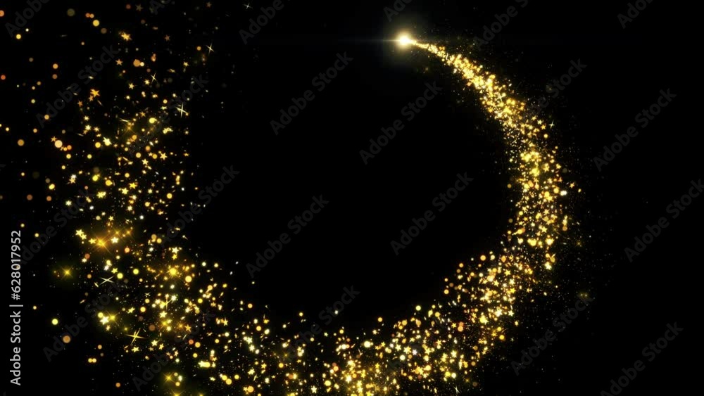 Golden Particle Tail Line Glitter Light Sparkling shine wave. particle stroke trail glittering magic shimmer trail, light sparks background Birthday, Anniversary, new year, event, Christmas, Festival