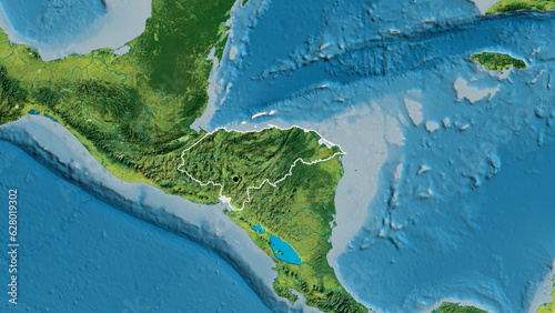 Shape of Honduras. Outlined. Topographic.