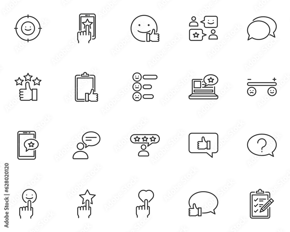 set of feedback icons, review, customer experience
