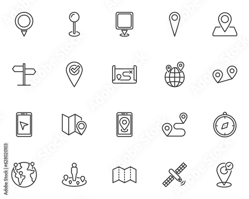 set of location icons, destination, navigator,