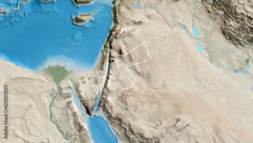Shape of Jordan. Outlined. Satellite.