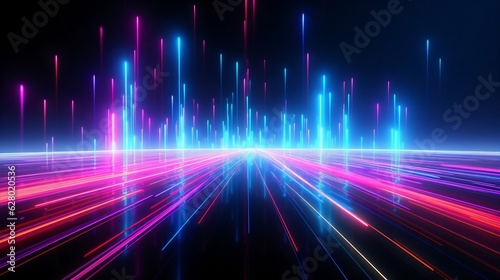 Generative AI   Neon Pink and Electric Blue. Lines composed of glowing backgrounds  abstract vector background