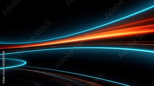 Generative AI : Dark abstract background with glowing wave. Shiny moving lines design element. Modern purple blue gradient flowing wave lines. Futuristic technology concept. Vector illustration