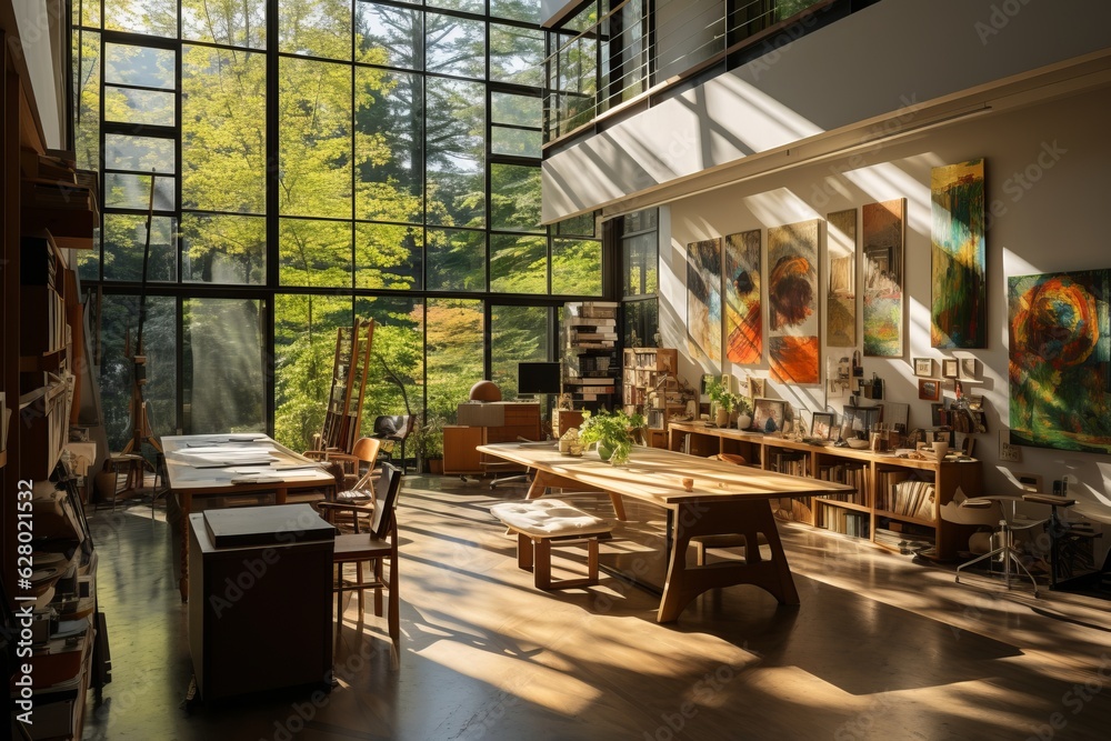Spacious And Well Lit Art Studio, Generative AI Spacious And Well Lit Art Studio, Generative AI