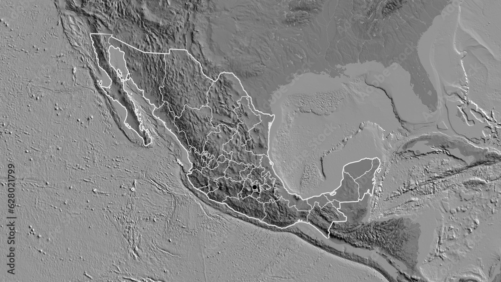 Obraz premium Shape of Mexico with regional borders. Bilevel.
