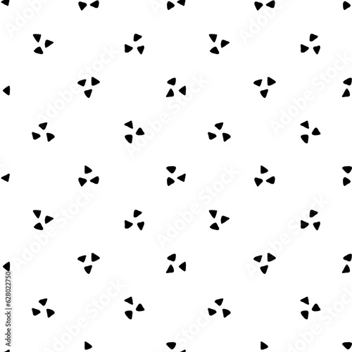 Triangle seamless pattern. Repeating small black triangular isolated on white background. Repeated texture. Design print. Сute shape lattice. Repeat abstract monochrome graphic. Vector illustration