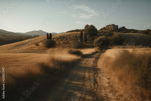 Scenery in Val d'Orcia. Generative AI