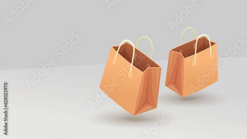 brown paper bags flying on grey back