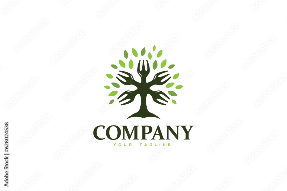 Logo Design of a tree shaped like forks - Nature Logo Design Template Logo Design of a tree shaped like forks - Nature Logo Design Template