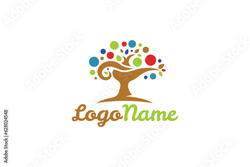Logo Design of a tree shaped like a genie lamp - Nature Logo Design Template