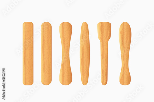 wooden sticks in set isolated on white