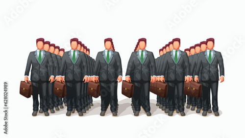 young businessmen clone army on white back photo