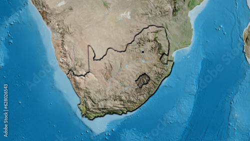 Shape of South Africa. Bevelled. Satellite.