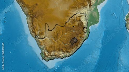 Shape of South Africa. Bevelled. Relief.