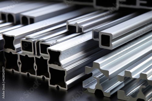 aluminum extrusion process with metal profiles photo