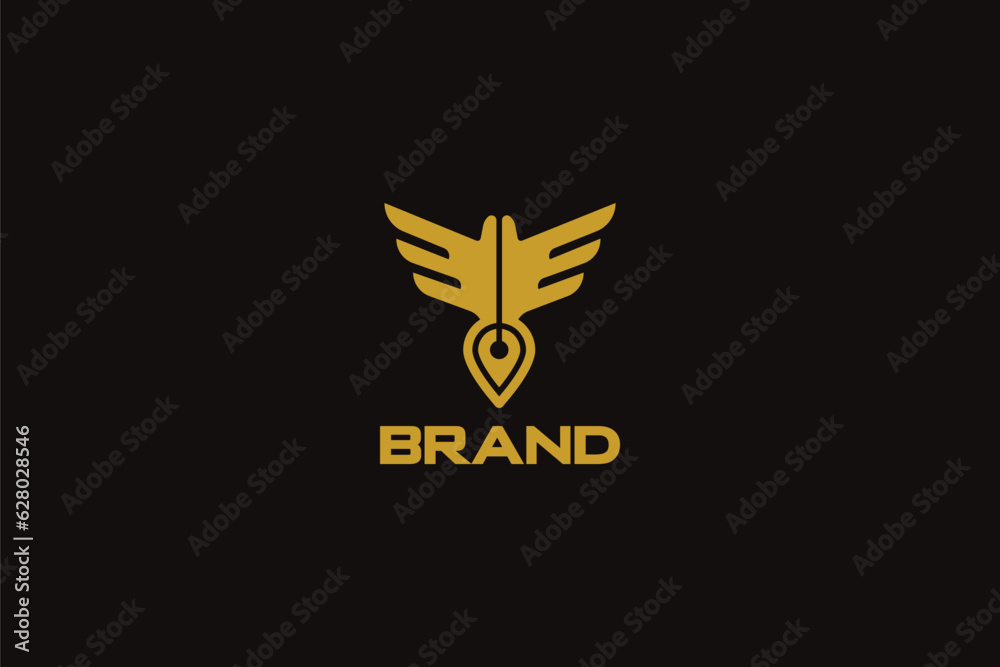 Map Logo Design - Wings Logo Design Template