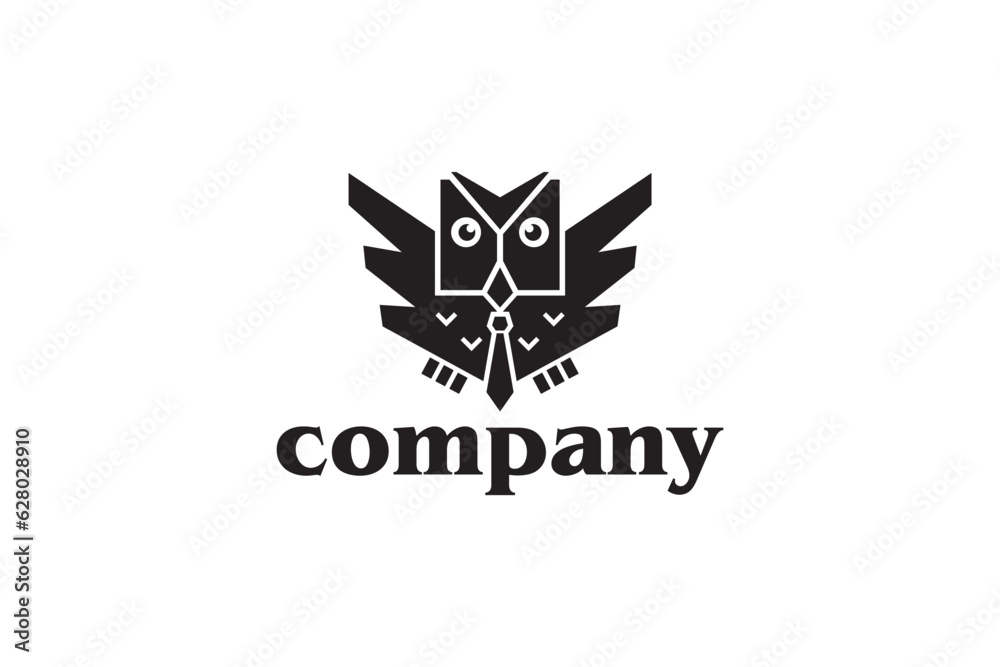 Logo Design of an Owl wearing a tie - Logo Design Template	