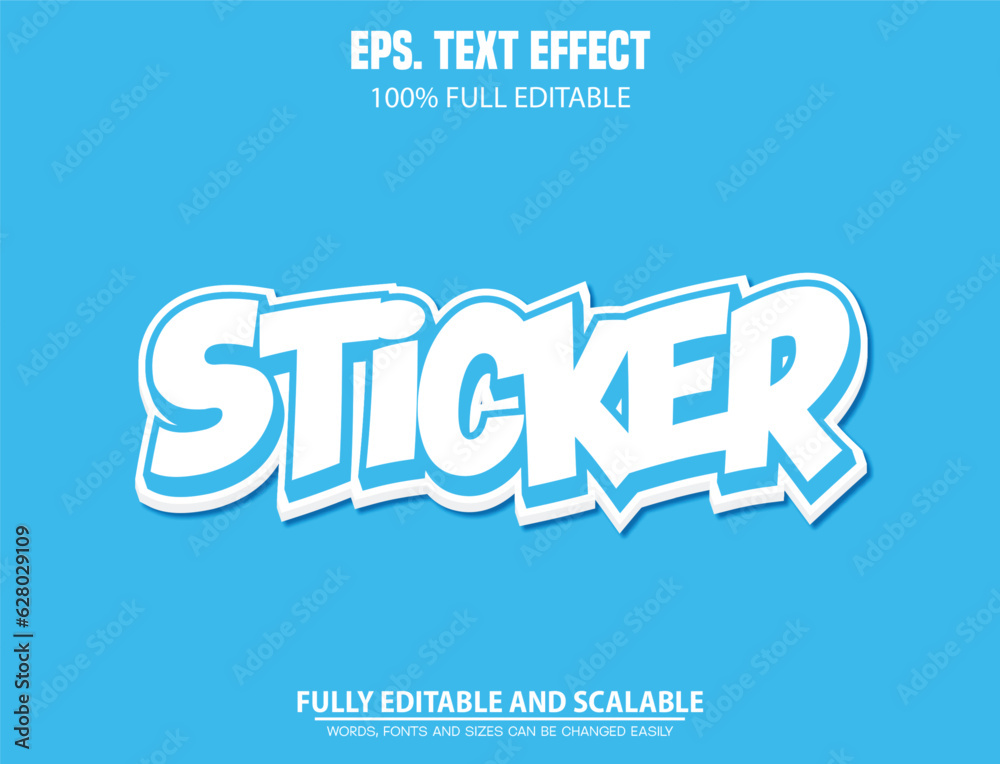 Editable text effect - Blue color sticker style