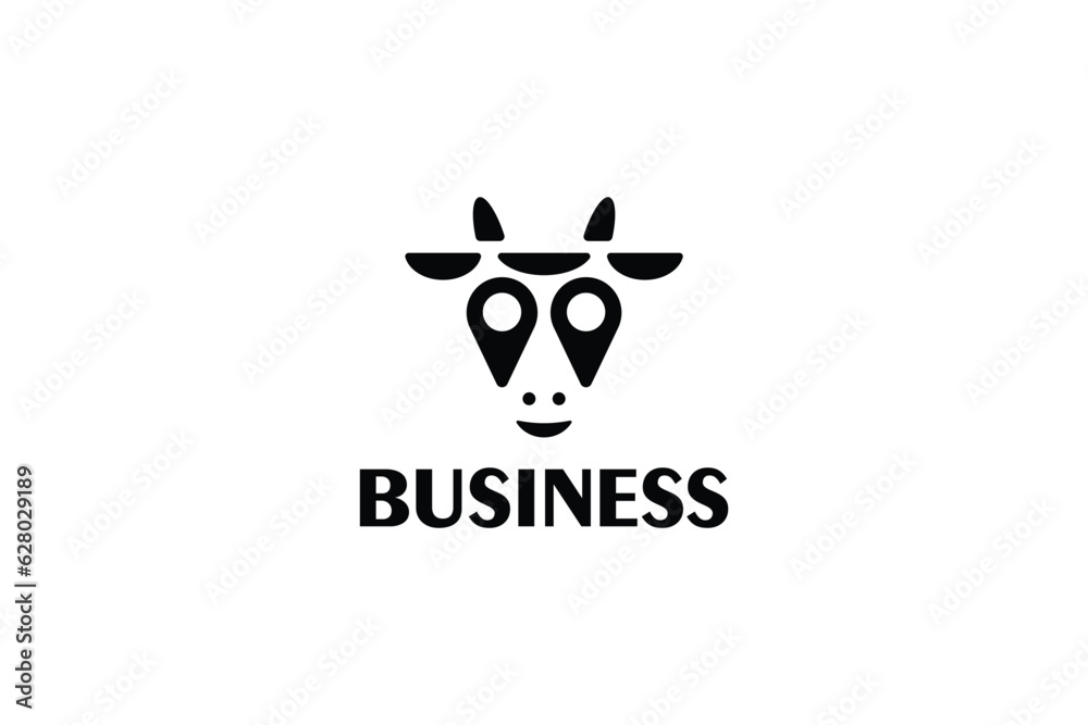 Fototapeta premium Locator Bull Logo Design - Animal Logo Design Template