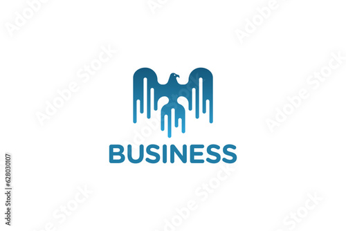 Logo Design of an Eagle or Hawk shaoed like data lines - Bird Logo Design Template