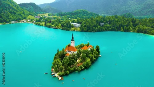 Aerial view of Lake Bled photo