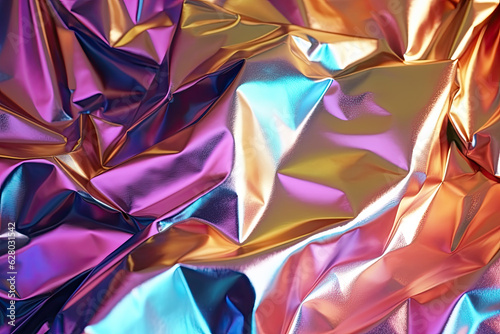 Holographic crumpled paper texture