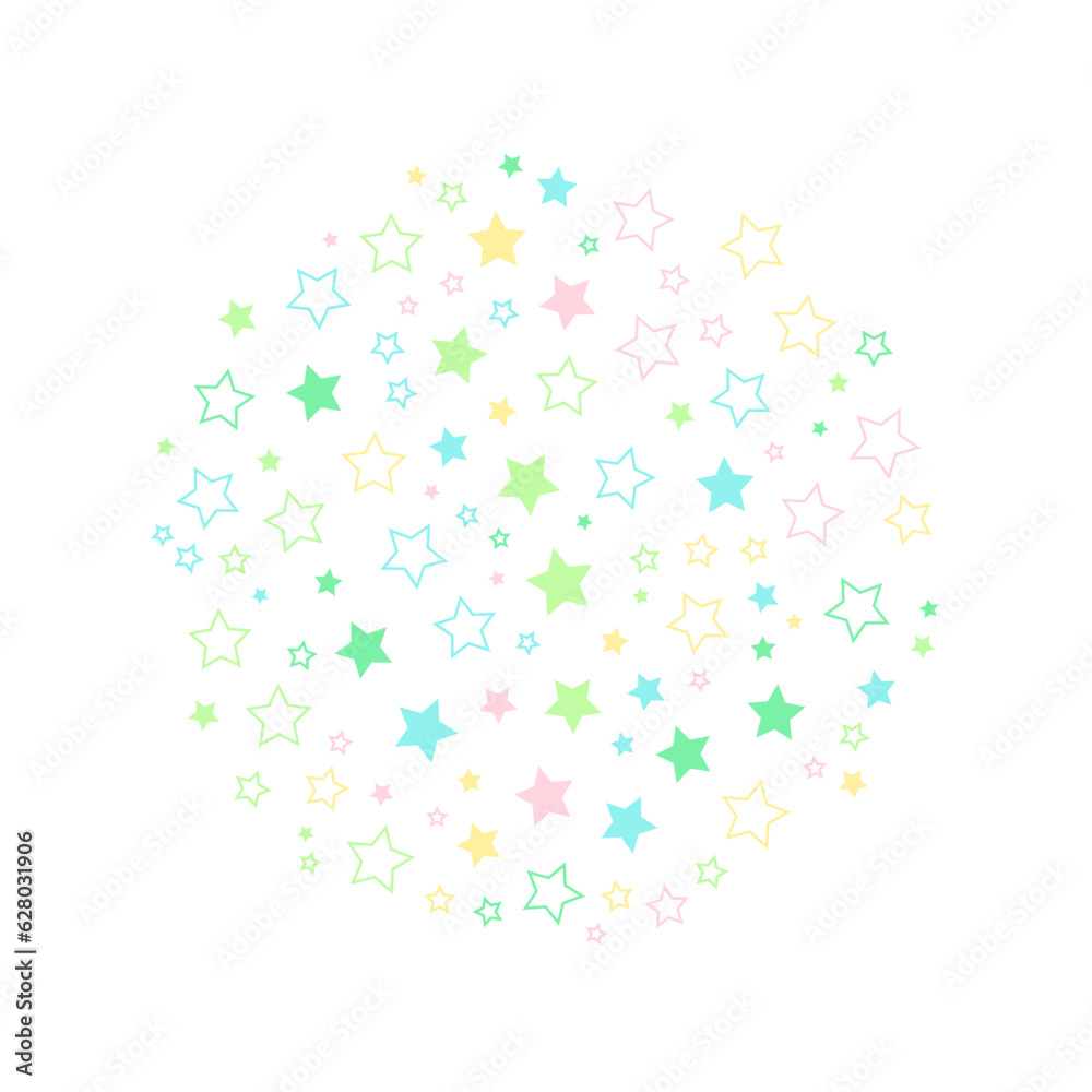 A background with colorful stars of various sizes as a pattern.