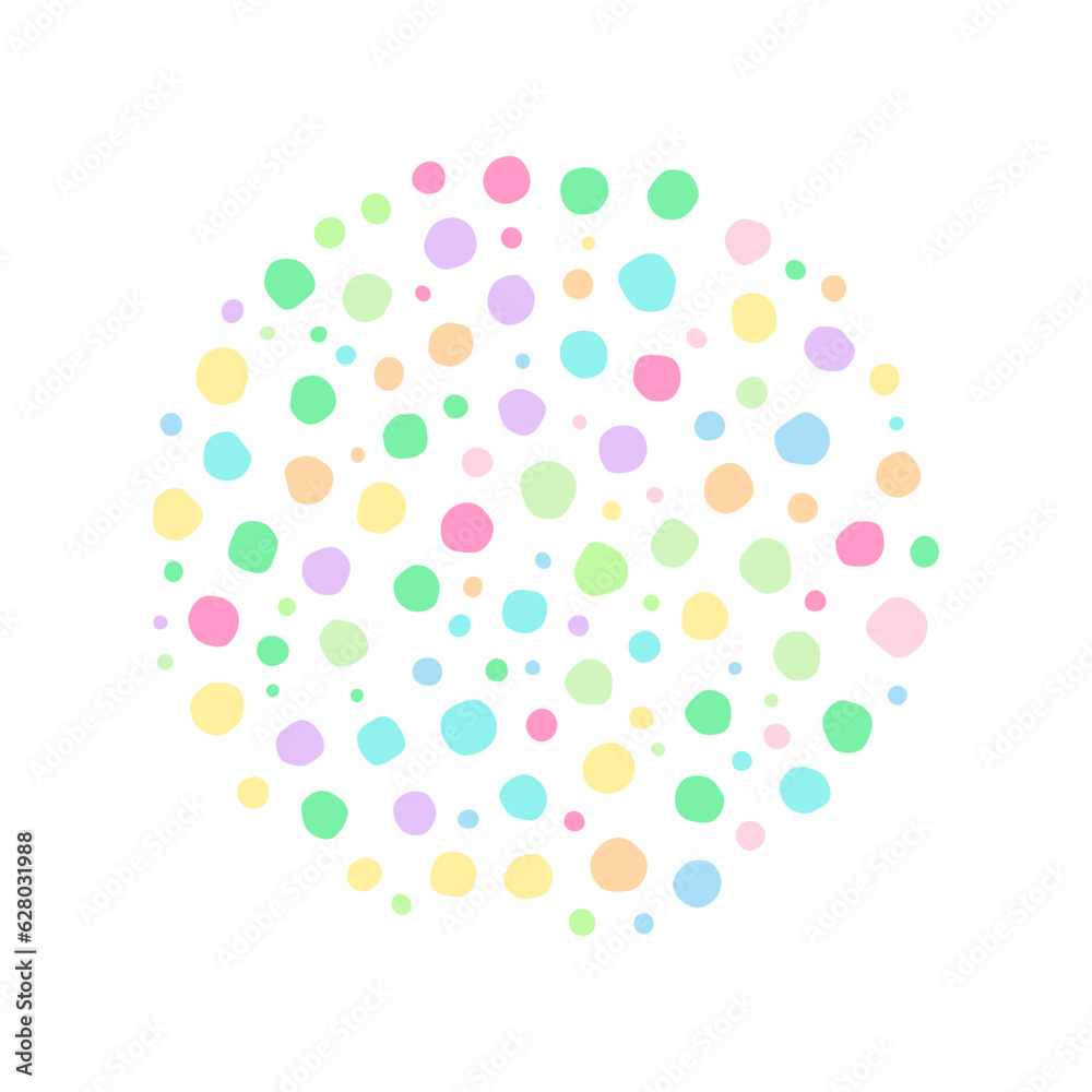 A background with colorful shapes of various sizes as a pattern.